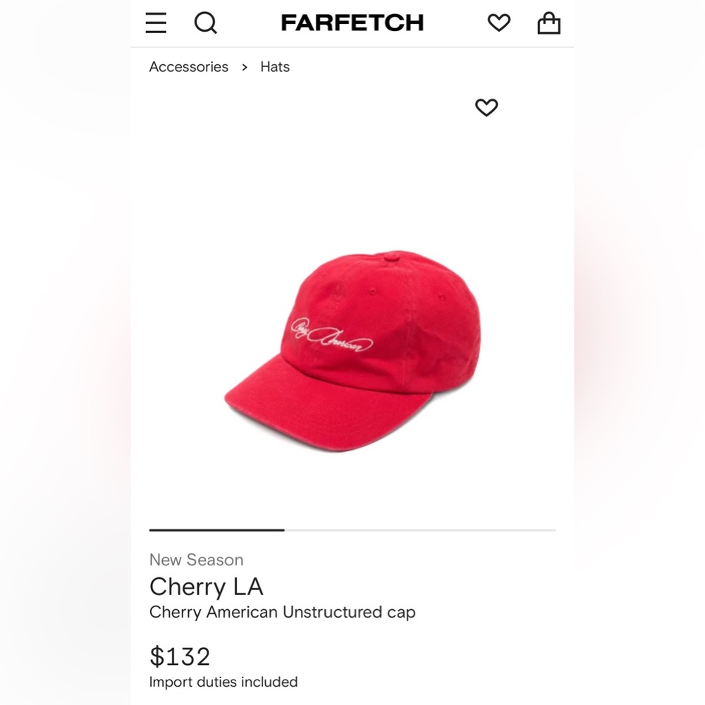 NEW SEASON ❤️ CHERRY LA AMERICAN UNSTRUCTURED HAT RED